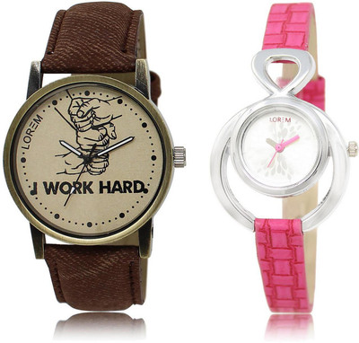 

LOREM Watch-29-205 COMBO Silver & Grey Round Boy's & Girl's Leather Watch - For Men & Women