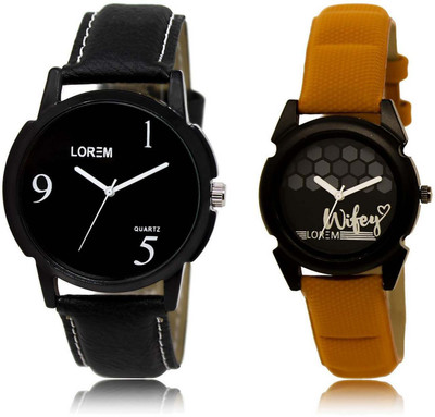 

LOREM SR-6-235 Attractive Black Round Boy's & Girl's Leather Watch - For Men & Women