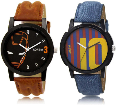 

LOREM SR-4-10 Attractive Multicolor Round Boy's Leather Watch - For Men