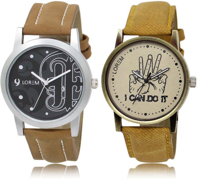 

LOREM OM-14-30 Designer Grey & Black Round Boy's Leather Watch - For Men