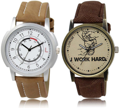

LOREM Watch-17-29 Designer Grey & White Round Boy's Leather Watch - For Men