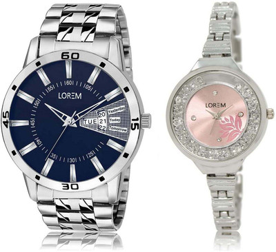

LOREM SR-102-226 Attractive Pink & Blue Round Boy's & Girl's Metal Bracelet Watch - For Men & Women