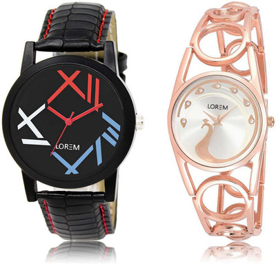 

LOREM OM-12-232 Designer Multicolor Round Boy's & Girl's Metal Bracelet & Leather Watch - For Men & Women