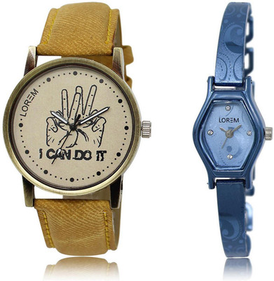 

LOREM FZ-30-218 COMBO Blue & Grey Contemporary & Round Boy's & Girl's Metal Bracelet & Leather Watch - For Men & Women