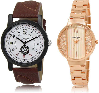 

LOREM watch-11-217 Designer Multicolor Round Boy's & Girl's Metal Bracelet & Leather Watch - For Men & Women