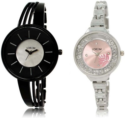 

LOREM watch212-226 Designer Multicolor Round Girl's Metal Bracelet Watch - For Women