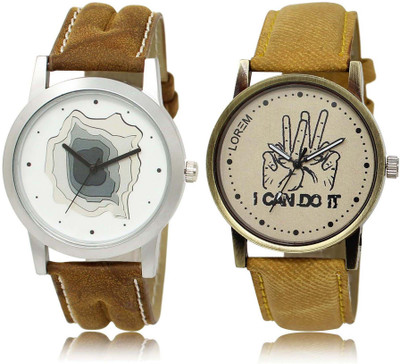 

LOREM SR-9-30 Attractive Grey & White Round Boy's Leather Watch - For Men