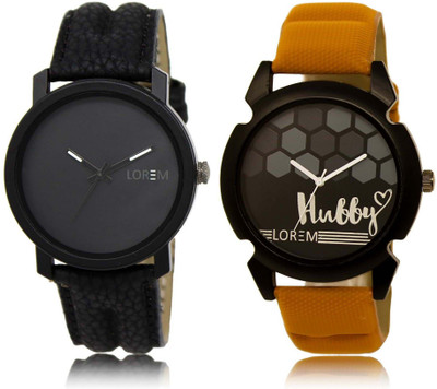 

LOREM WATCH-21-32 Designer Black Round Boy's Leather Watch - For Men