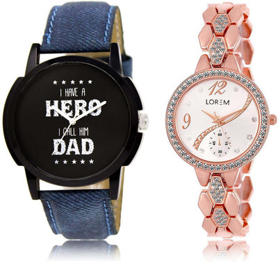

LOREM watch-7-215 Designer Silver & Black Round Boy's & Girl's Metal Bracelet & Leather Watch - For Men & Women