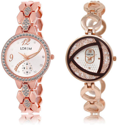 

LOREM watch-215-238 COMBO White Round Girl's Metal Bracelet Watch - For Women