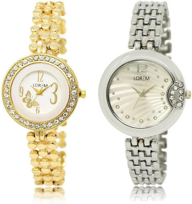 

LOREM watch-203-227 COMBO Multicolor Round Girl's Metal Bracelet Watch - For Women