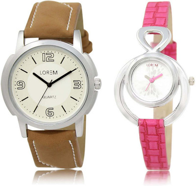 

LOREM watch-16-205 Designer Silver & White Round Boy's & Girl's Leather Watch - For Men & Women