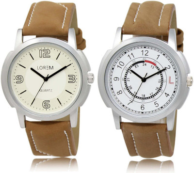 

LOREM SR-16-17 Attractive White Round Boy's Leather Watch - For Men