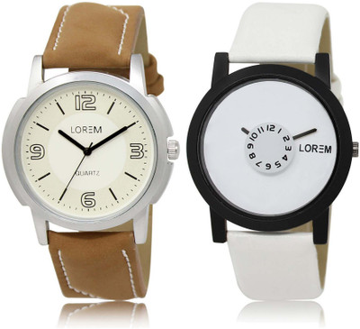 

LOREM watch-16-26 Designer White Round Boy's Leather Watch - For Men