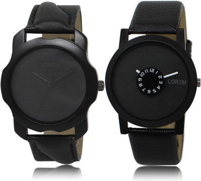 

LOREM Watch-22-25 COMBO Black Round Boy's Leather Watch - For Men