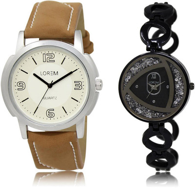 

LOREM Watch-16-237 COMBO Silver & White Round Boy's & Girl's Metal Bracelet & Leather Watch - For Men & Women