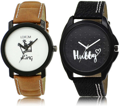 

LOREM Watch-18-31 Designer Black & White Round Boy's Leather Watch - For Men