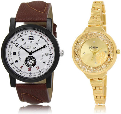 

LOREM 11-224 COMBO Multicolor Round Boy's & Girl's Metal Bracelet & Leather Watch - For Men & Women