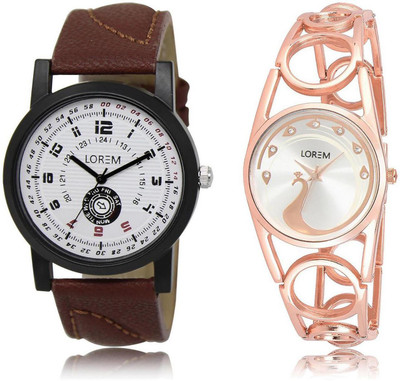 

LOREM 11-232 COMBO Multicolor Round Boy's & Girl's Metal Bracelet & Leather Watch - For Men & Women