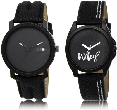 

LOREM Watch-21-234 COMBO Black Round Boy's & Girl's Leather Watch - For Men & Women
