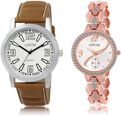 

LOREM OM-15-215 Designer Silver & White Round Boy's & Girl's Metal Bracelet & Leather Watch - For Men & Women