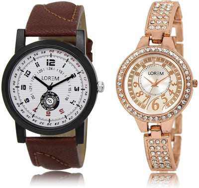 

LOREM Watch-11-216 COMBO Multicolor Round Boy's & Girl's Metal Bracelet & Leather Watch - For Men & Women