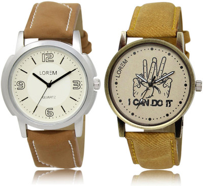 

LOREM Watch-16-30 COMBO Grey & White Round Boy's Leather Watch - For Men