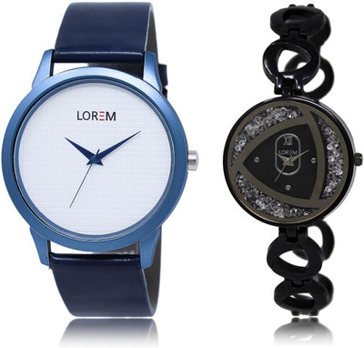 

LOREM watch Silver & White Round Boy's & Girl's Metal Bracelet & Leather Watch - For Men & Women