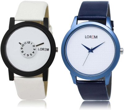 

LOREM SR-26-33 Attractive White Round Boy's Leather Watch - For Men