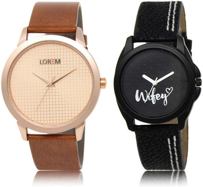

LOREM watch Black & Rose Gold Round Boy's & Girl's Leather Watch - For Men