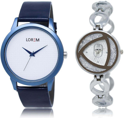

LOREM watch33-240 Designer Silver & White Round Boy's & Girl's Metal Bracelet & Leather Watch - For Men & Women