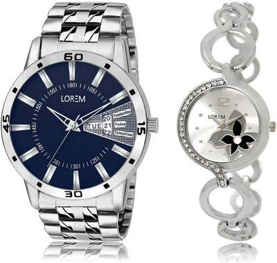 

LOREM watch 102-231 Designer Silver & Blue Round Boy's & Girl's Metal Bracelet Watch - For Men & Women