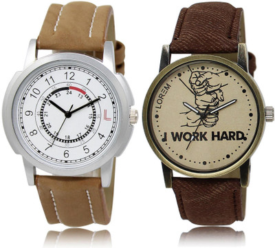 

LOREM watch17-29 COMBO Grey & White Round Boy's Leather Watch - For Men