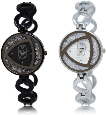 

LOREM SR-237-240 Attractive White Round Girl's Metal Bracelet Watch - For Women