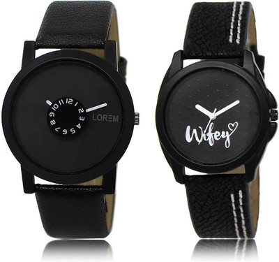 

LOREM 16-219 COMBO Black Round Boy's & Girl's Leather Watch - For Men