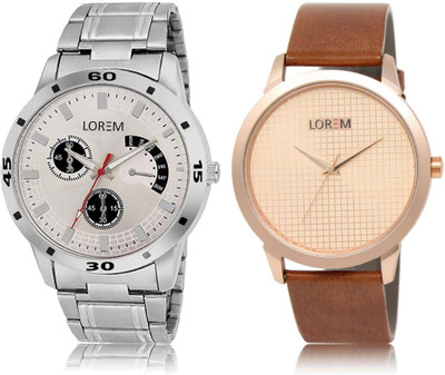 

LOREM Watch-34-101 Designer Multicolor Round Boy's Leather & Metal Bracelet Watch - For Men