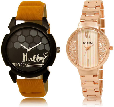 

LOREM FZ-32-217 COMBO White & Black Round Boy's & Girl's Metal Bracelet & Leather Watch - For Men & Women