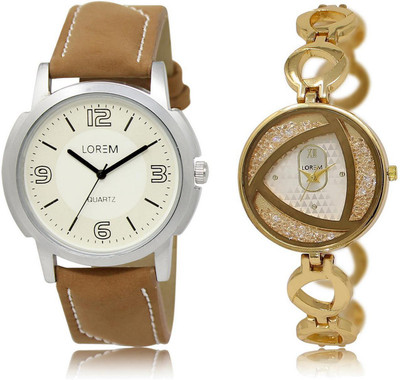 

LOREM Watch-16-239 COMBO Silver & White Round Boy's & Girl's Metal Bracelet & Leather Watch - For Men & Women