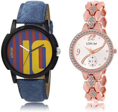 

LOREM SR-10-215 Attractive Multicolor Round Boy's & Girl's Metal Bracelet & Leather Watch - For Men & Women