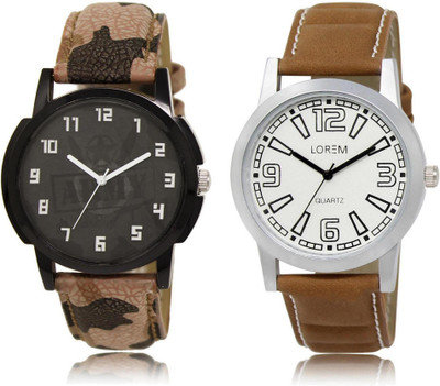 

LOREM FZ-3-15 COMBO White & Black Round Boy's Leather Watch - For Men