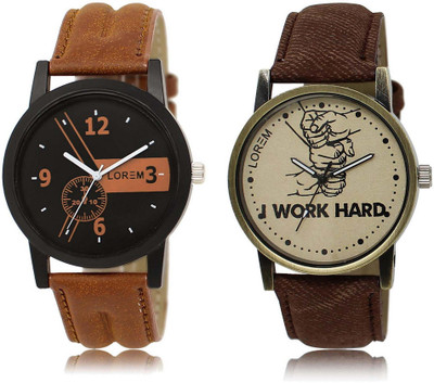 

LOREM watch1-29 Designer Grey & Black Round Boy's Leather Watch - For Men