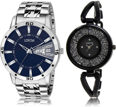 

LOREM OM-102-211 Designer Black & Blue Round Boy's & Girl's Metal Bracelet Watch - For Men & Women