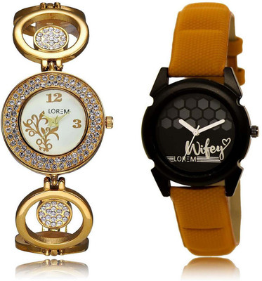 

LOREM watch204-235 Designer Multicolor Round Girl's Leather & Metal Bracelet Watch - For Women