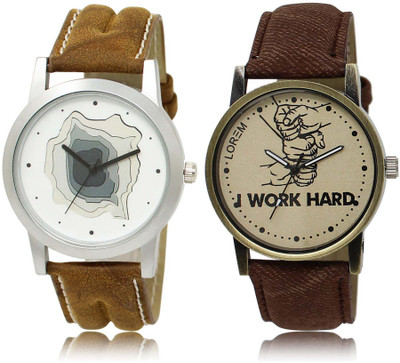 

LOREM OM-9-29 Designer Grey & White Round Boy's Leather Watch - For Men