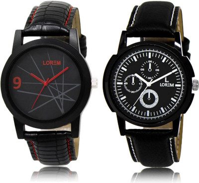 

LOREM WATCH8-13 COMBO Multicolor Round Boy's Leather Watch - For Men
