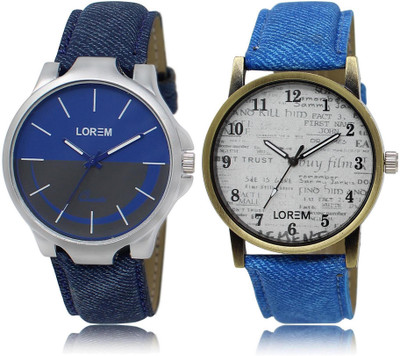 

LOREM Watch-24-28 COMBO White & Blue Round Boy's Leather Watch - For Men