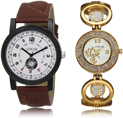 

LOREM 11-204 COMBO Multicolor Round Boy's & Girl's Metal Bracelet & Leather Watch - For Men & Women