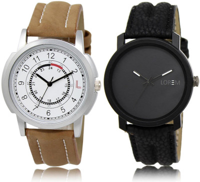 

LOREM Watch-17-21 COMBO Black & White Round Boy's Leather Watch - For Men
