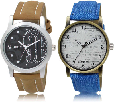 

LOREM watch14-28 Designer White & Black Round Boy's Leather Watch - For Men
