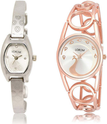 

LOREM watch-219-232 Designer White Round & Contemporary Girl's Metal Bracelet Watch - For Women